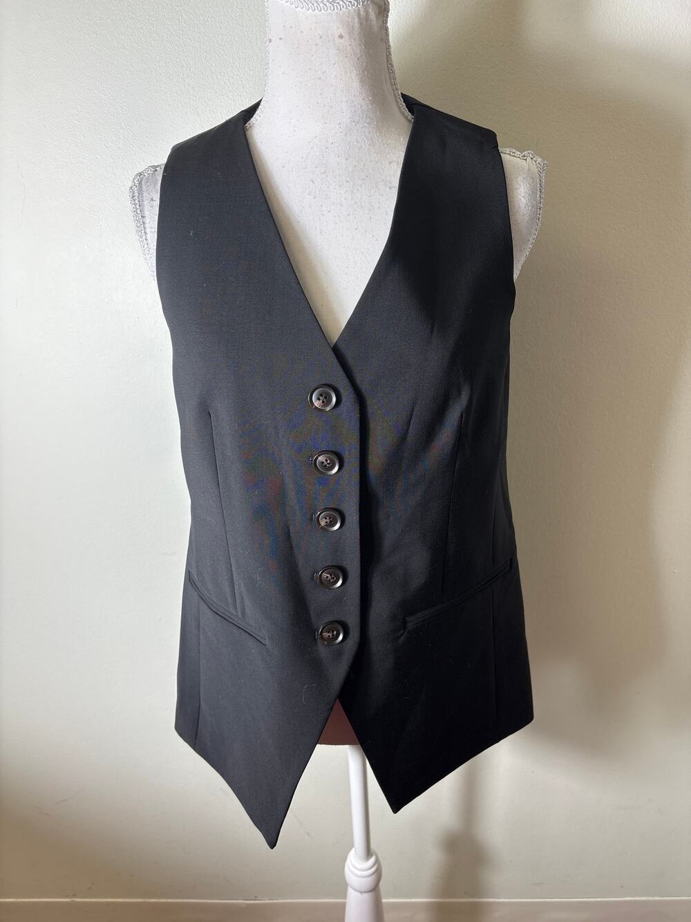 Veronica Beard Black Button Up Vest Sz 6